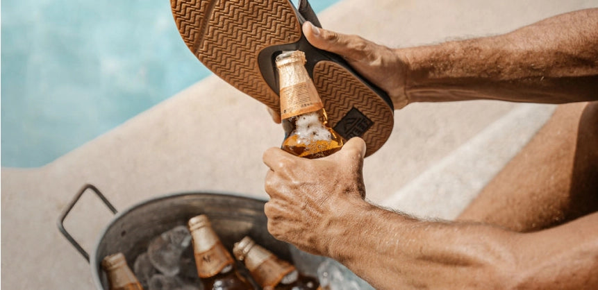 Beer bottle opener flip flops on sale