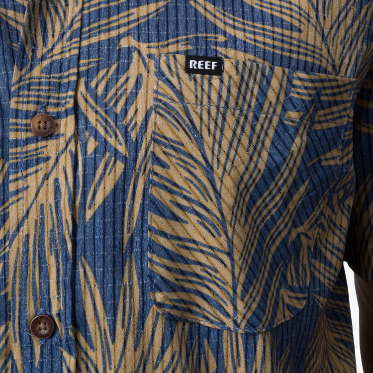 Men\'s Rains Short Sleeve Button REEF® Down Blue | Shirt Insigna in