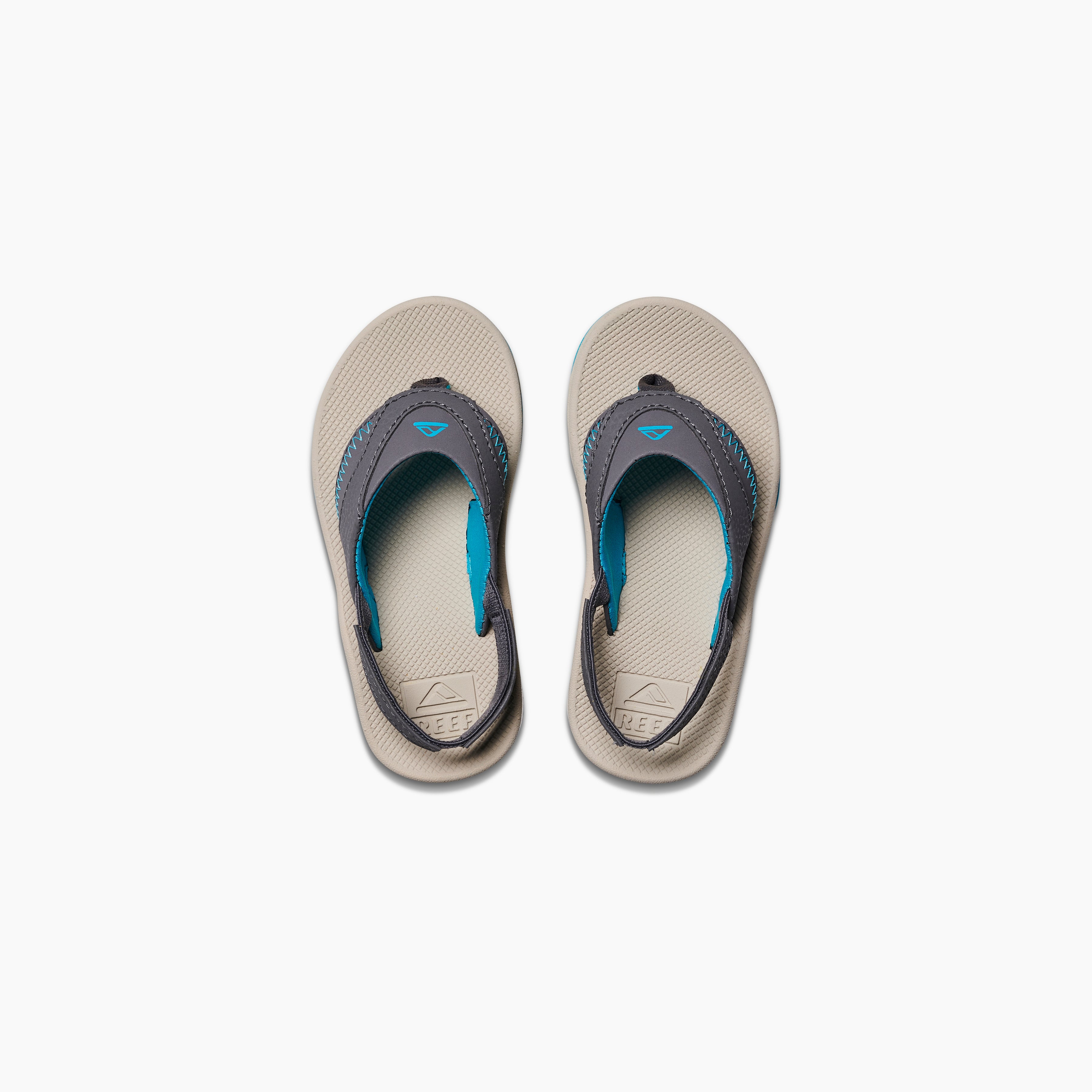 Boy's Little Fanning Sandals in Grey/Aqua/Oak | REEF®