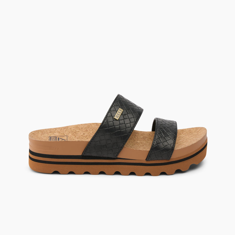 Women's Cushion Vista Hi Slides in Black Wicker | REEF®